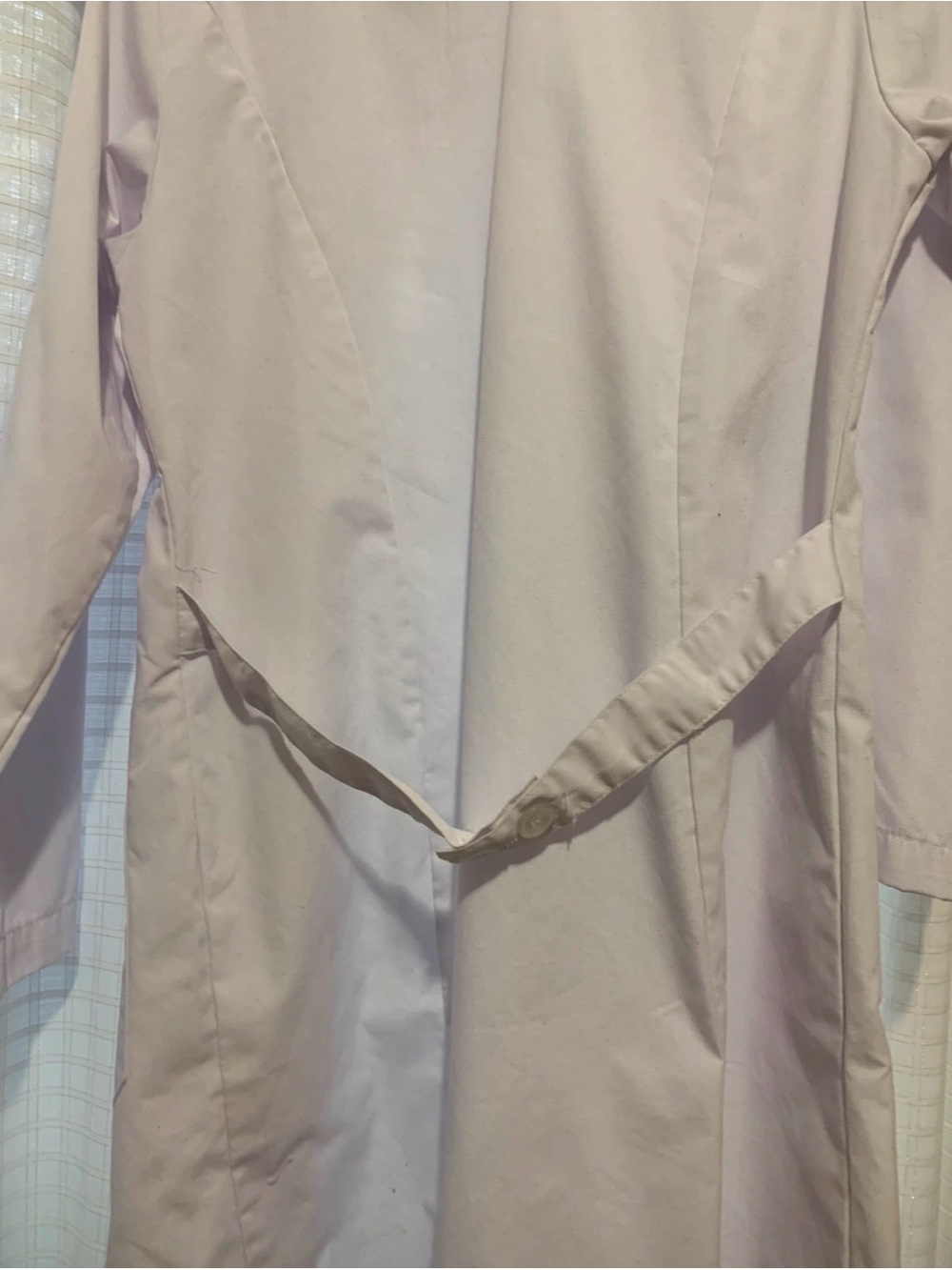 Women's white lab Coat with Waist Tie Belt